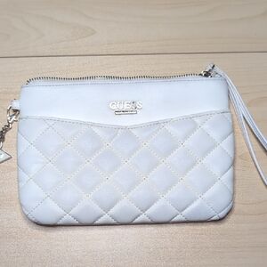 GUESS Quilted White Wristlet Clutch